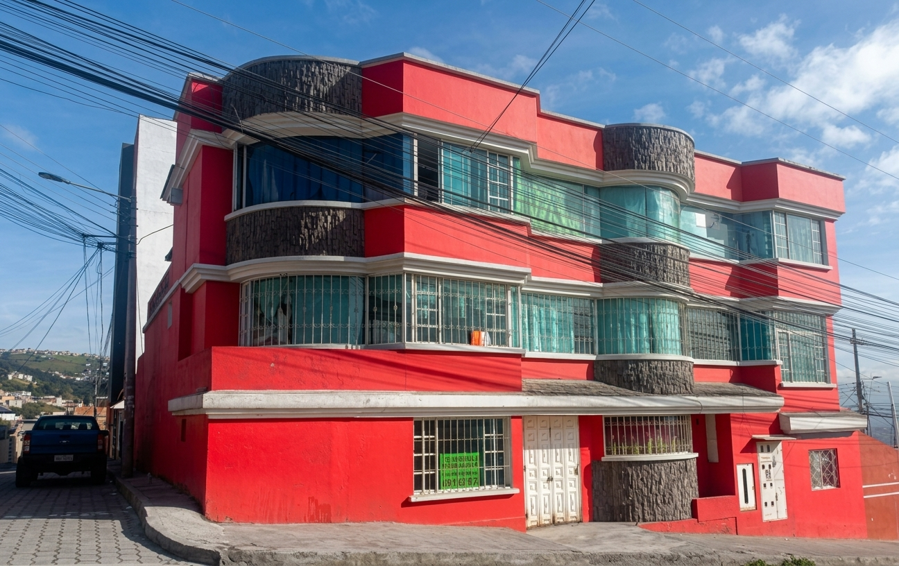 EC-RJ-156867 — Fachada del edificio en San Lorenzo Fachada esquinera de edificio residencial en Cochapamba